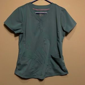 Purple Label by healing hands turquoise scrub top